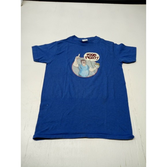 Vintage Food Fight Kids T-Shirt Graphic USA Made Single Stitch Size L Ched Tag - Picture 1 of 4